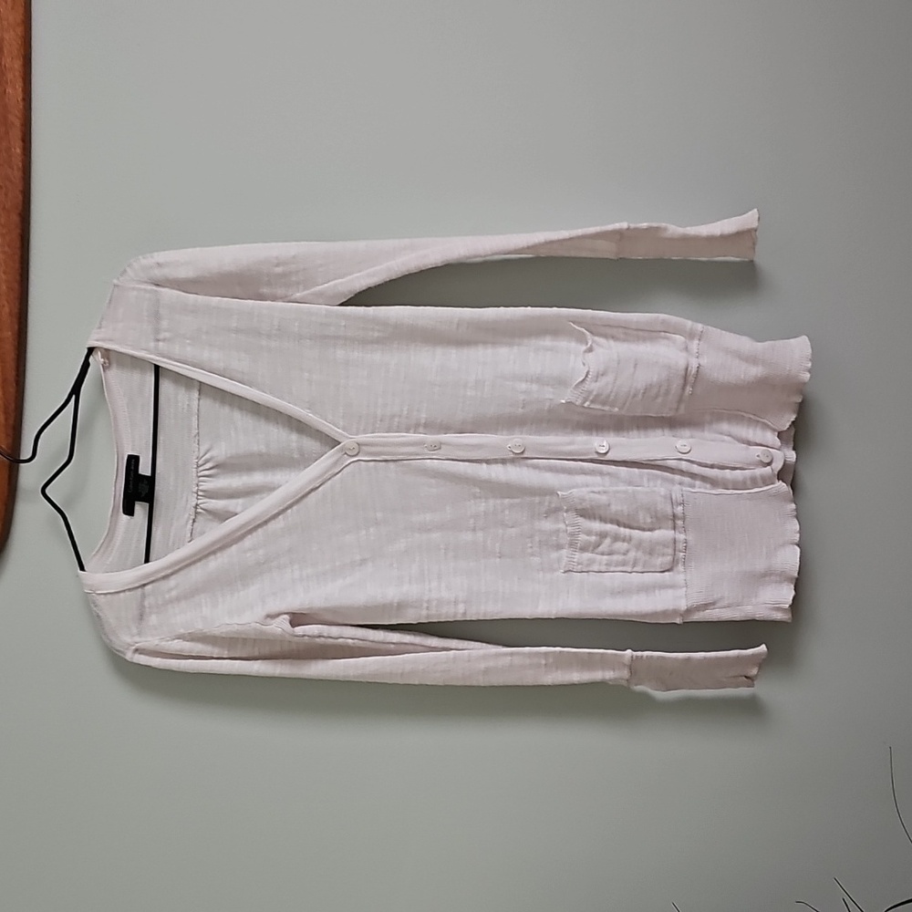 Women’s Calvin Klein White Long Sleeve Button Cardigan, Small